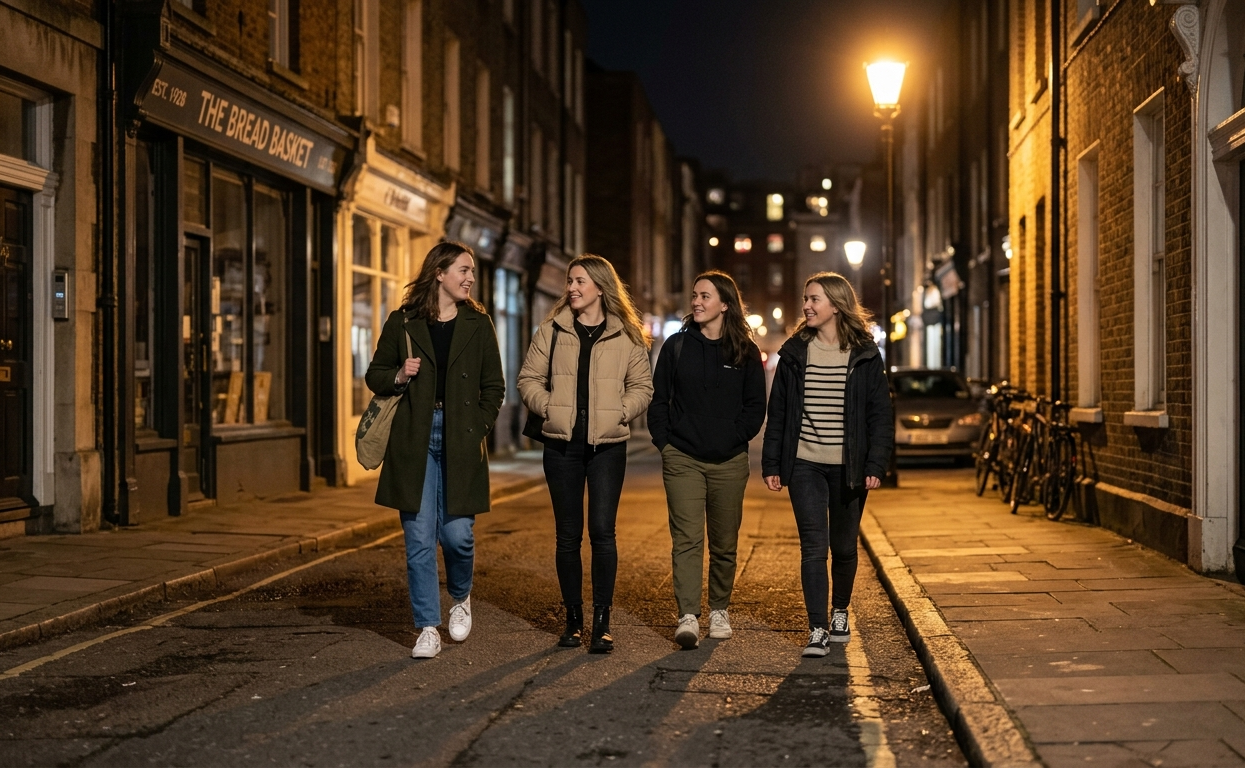 Illustration du parcours sécurisé avec l'éclairage public et les alertes ProtectU